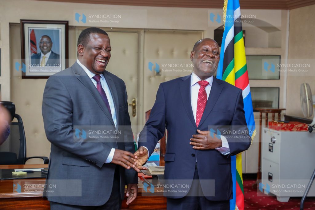 Cabinet Secretary for Mining, Blue Economy and Maritime Affairs Salim Mvurya and Kitui Governor Dr Julius Makau Malombe