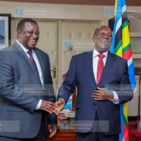 Cabinet Secretary for Mining, Blue Economy and Maritime Affairs Salim Mvurya and Kitui Governor Dr Julius Makau Malombe