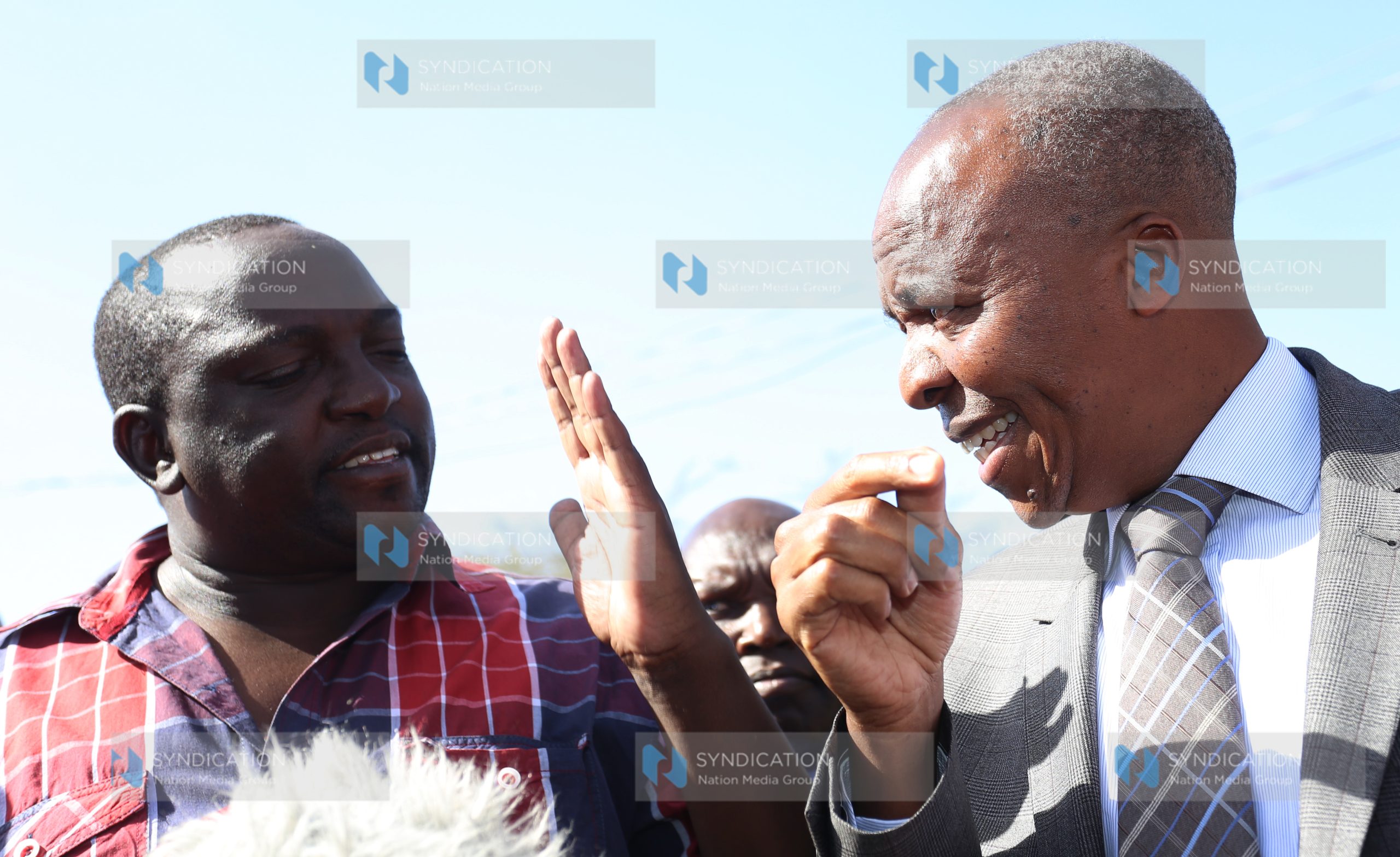 Mavoko MP Patrick Makau with Cabinet Secretary Michael Kamau