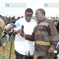 Deputy Prime Minister Musalia Mudavadi is welcomed by Lugari MP Cyrus Jirongo