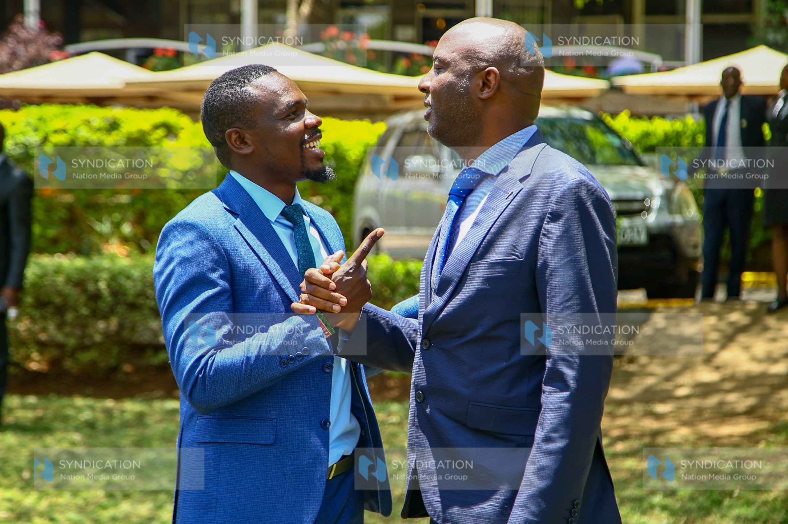 National Assembly Majority Whip Sylvanus Osoro and Murang’a Governor Irungu Kang’ata