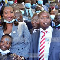 Acting Nairobi Governor Benson Mutura and newly sworn-in Nairobi Deputy Governor Anne Kananu Mwende