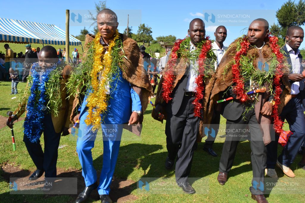 Mauche MCA-elect Philip Rotich, Molo MP-elect Kuria Kimani, Mariashoni MCA-elect Douglas Ayabei, and Jubilee Party’s nominee to the Senate Victor Prengei