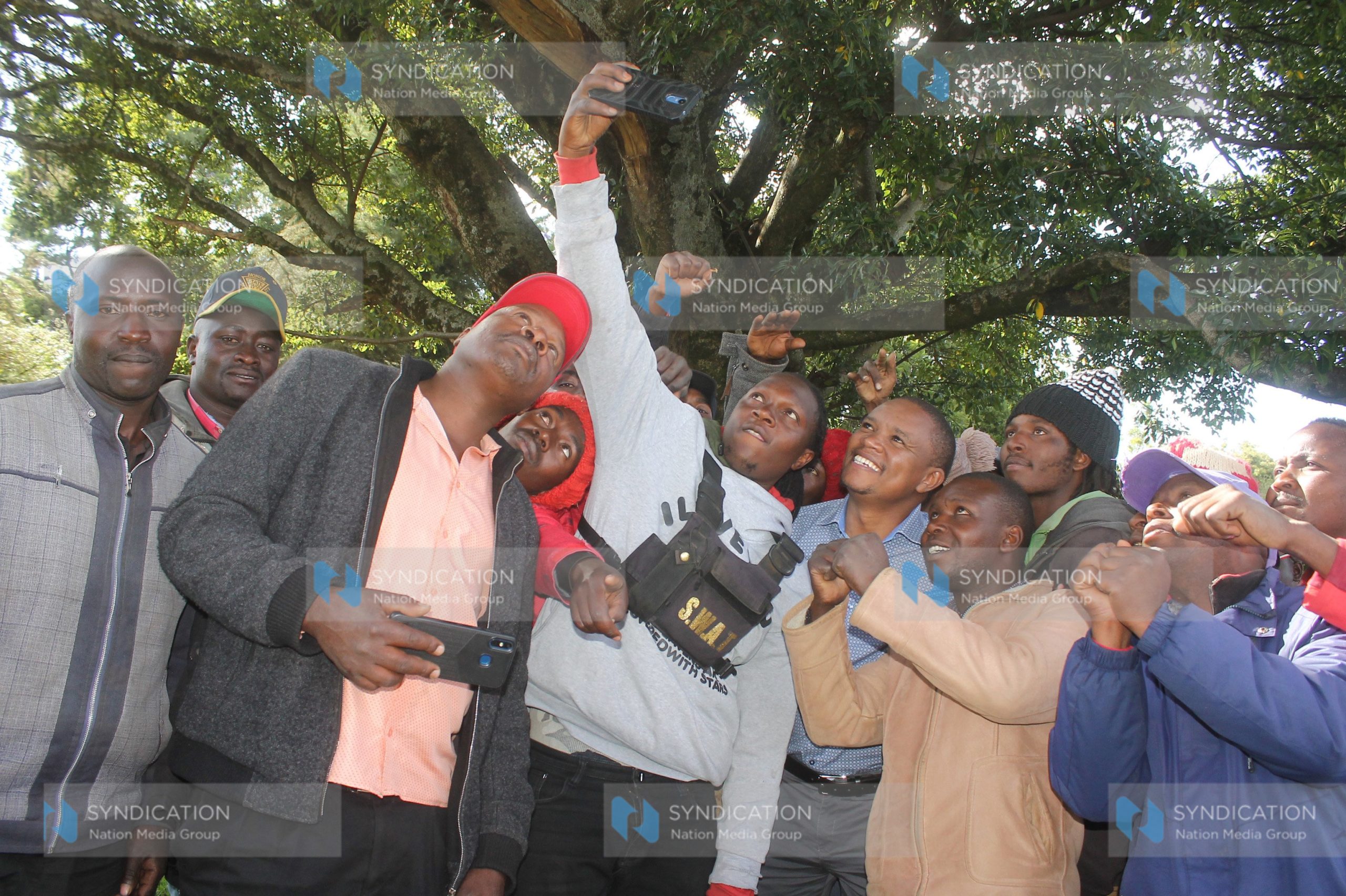 Boda boda riders take a selfie with Molo MP Kuria Kimani