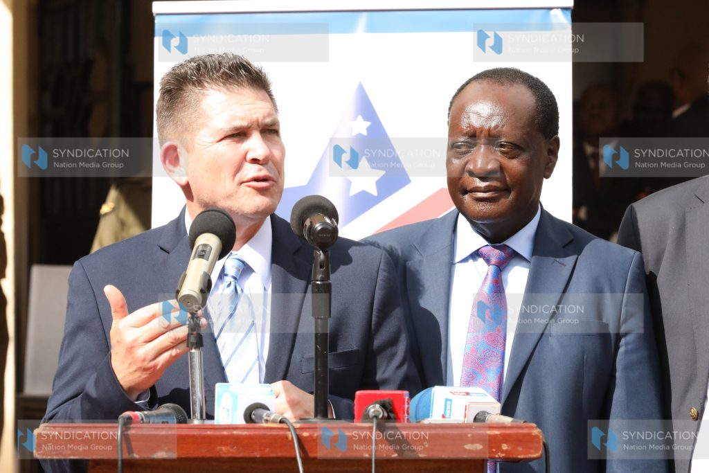 U.S.A Ambassador to Kenya Kyle McCarter addressing residents flagged by governor of Vihiga Wilber Ottichilo