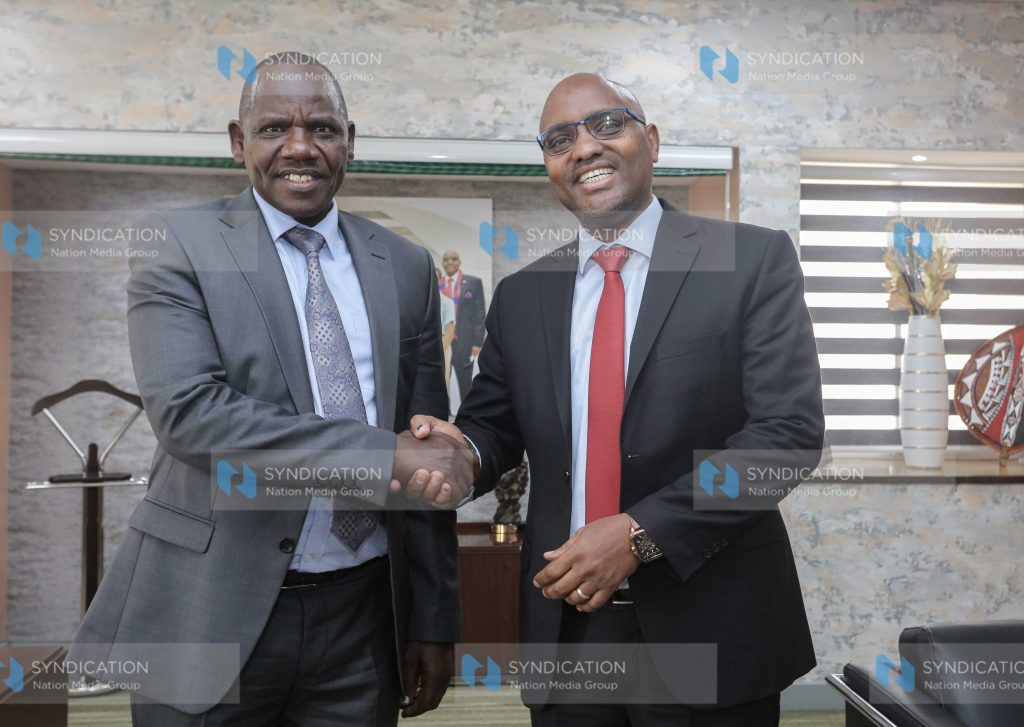Uasin Gishu County Governor Jonathan Kimeli Bii Chelilim with KCB Group CEO Paul Russo, EBS