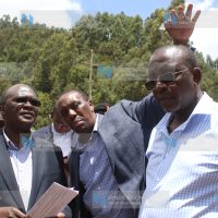 Roads CS James Macharia, Defence PS Kirimi Kaberia (second left), Igembe South MP Mithika Linturi, and Meru County Commissioner Wilfred Nyagwang'a