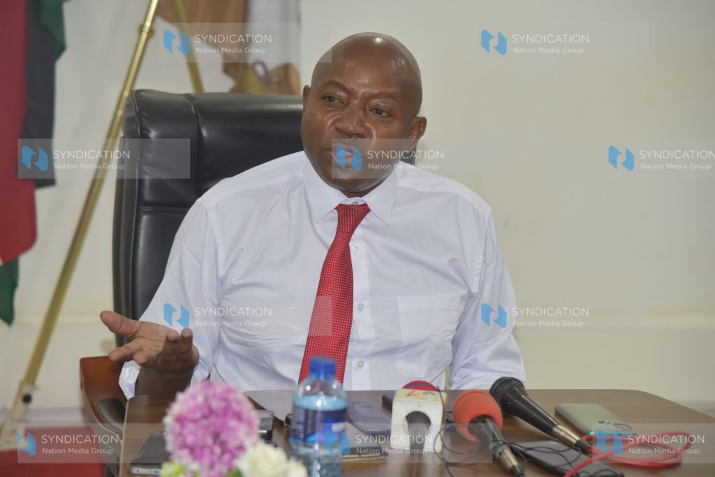 Kakamega Deputy Governor Ayub Savula addressing press