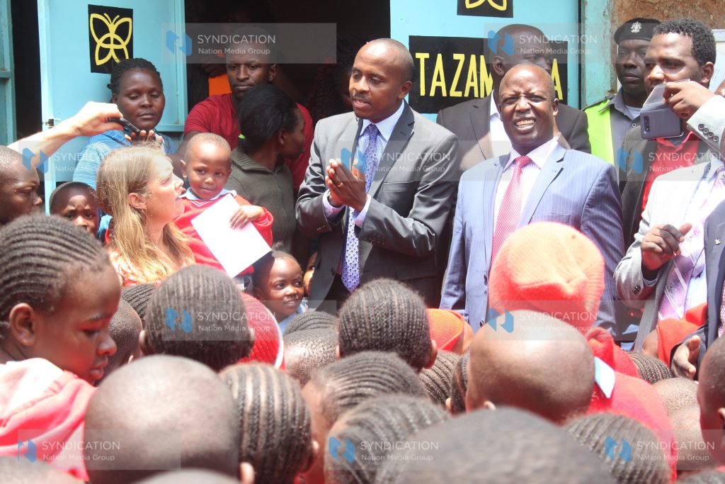 Dagoretti South MP John Kiarie (left) with Parliamentary Committee of Education Chairman Julius Melly