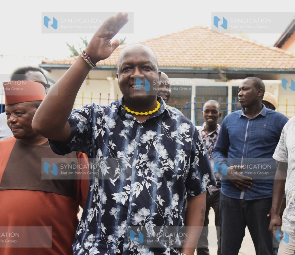 William Kamket, MP Tiaty, acknowledges greetings from his supporters