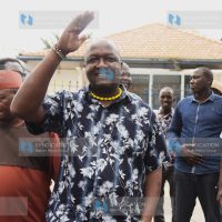 William Kamket, MP Tiaty, acknowledges greetings from his supporters