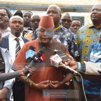 Samwel Moroto MP Kapenguria addresses media outside the Directorate of Criminal Investigations (DCI)