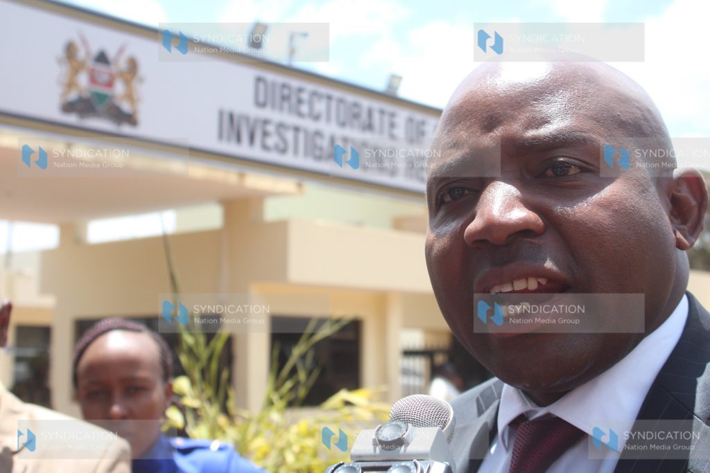 Lugari MP Ayub Savula at the entrance to the Directorate of Criminal Investigations