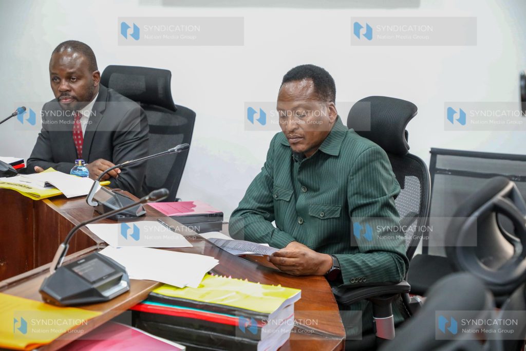 The Chairperson of the Senate Public Accounts Committee and Homa Bay Senator Moses Kajwang' and Kisii Senator Richard Onyonka