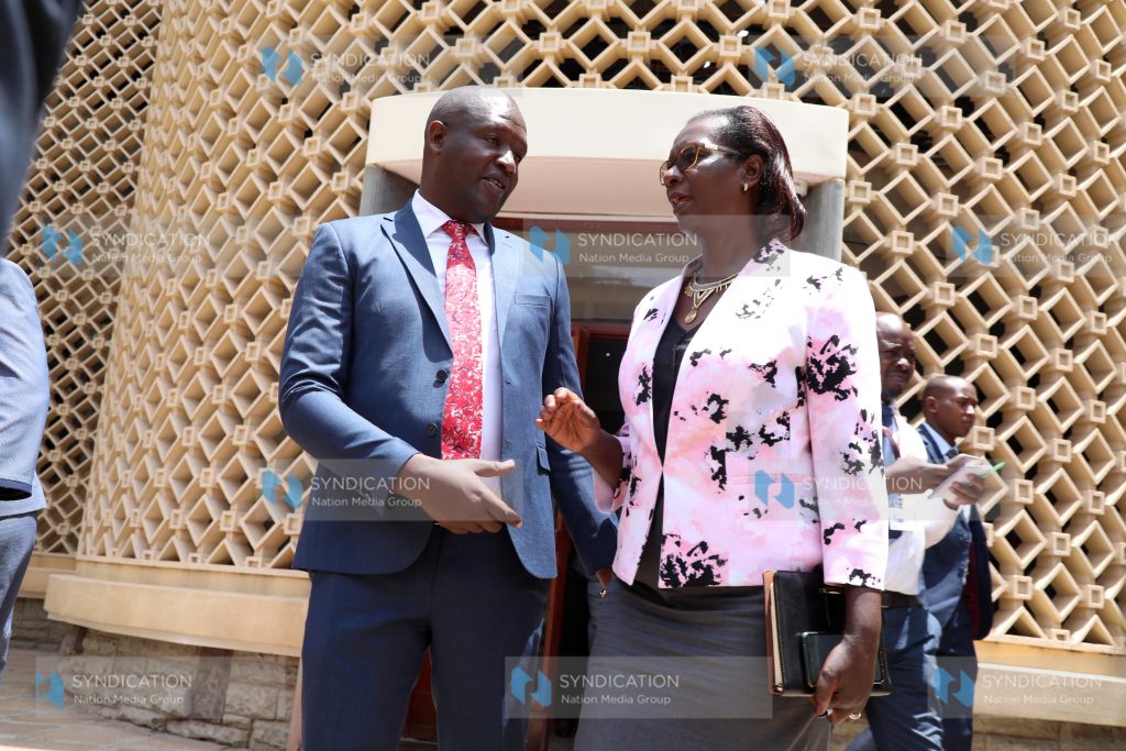 SRC Chairperson Lyn Cherop Mengich with Council of Governors Education Chair and Kericho Governor Eric Mutai