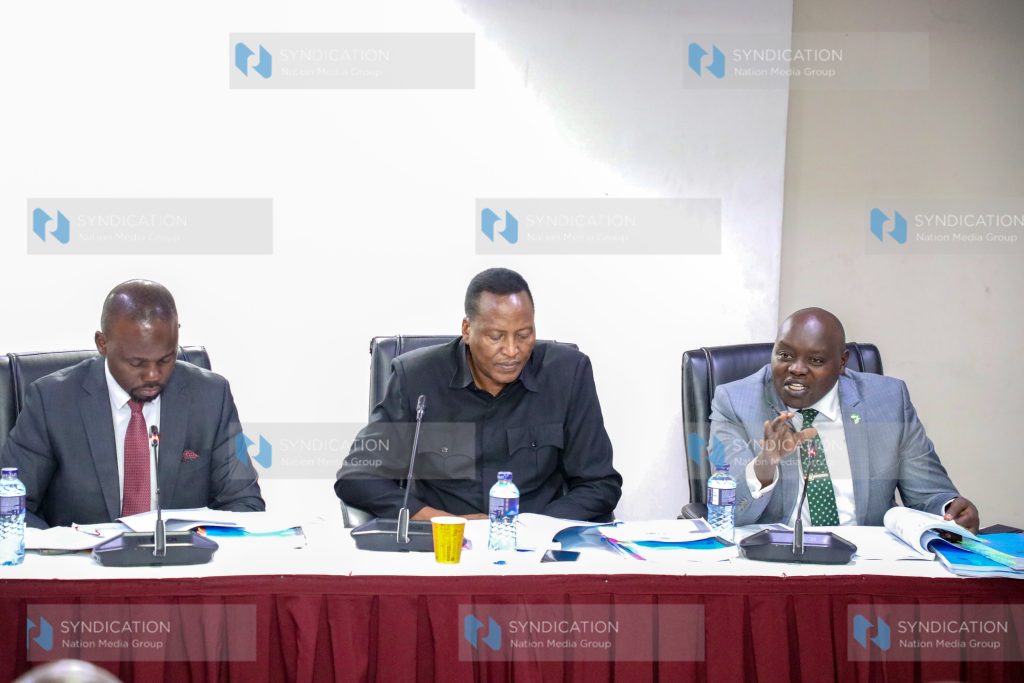 Senator Moses Kajwang and members of the committee Richard Momoima Onyonka and Samson Cherarkey