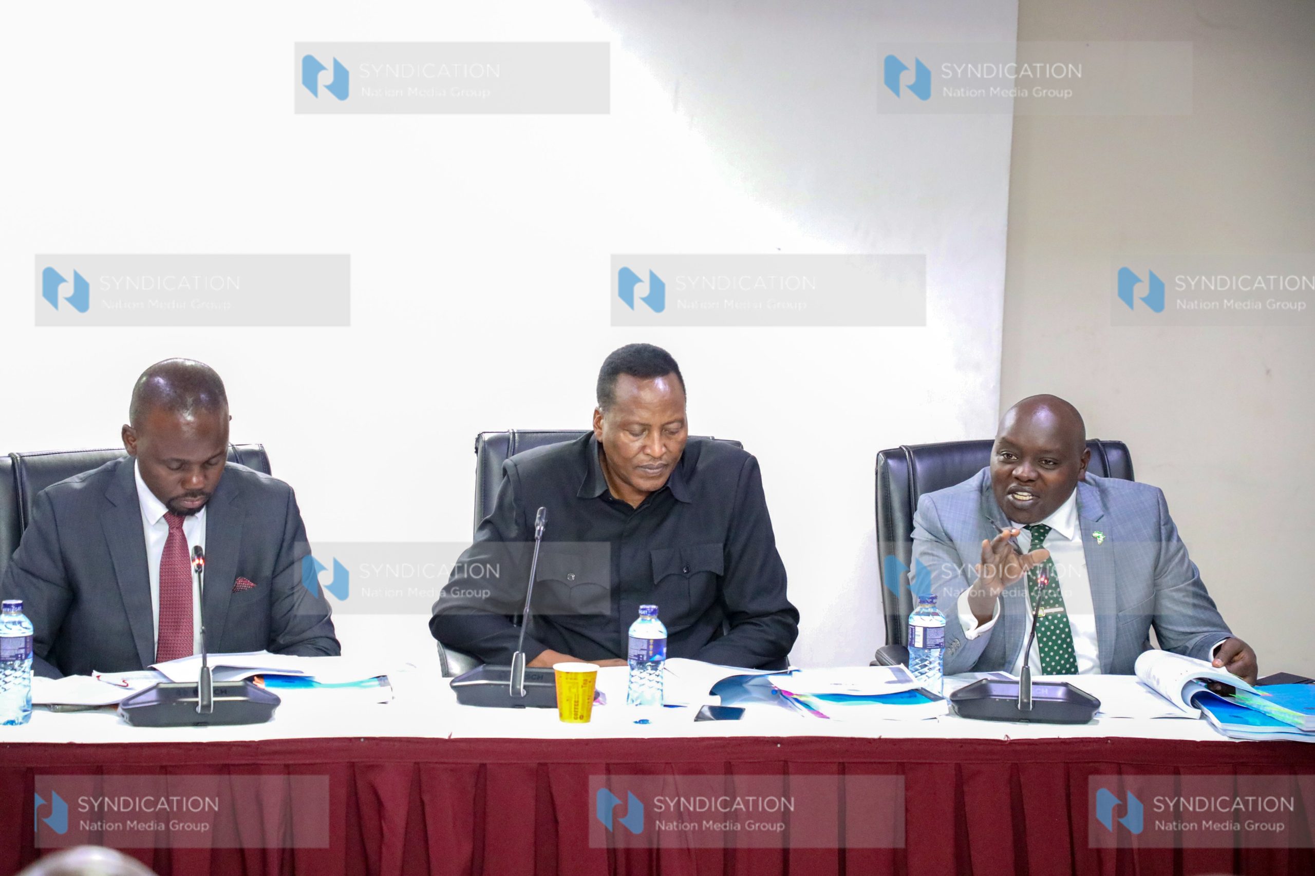 Senator Moses Kajwang and members of the committee Richard Momoima Onyonka and Samson Cherarkey