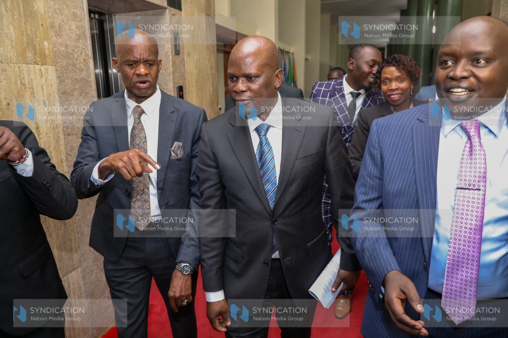 Siaya County Deputy Governor Dr William Oduol with a section of Senators