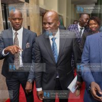 Siaya County Deputy Governor Dr William Oduol with a section of Senators