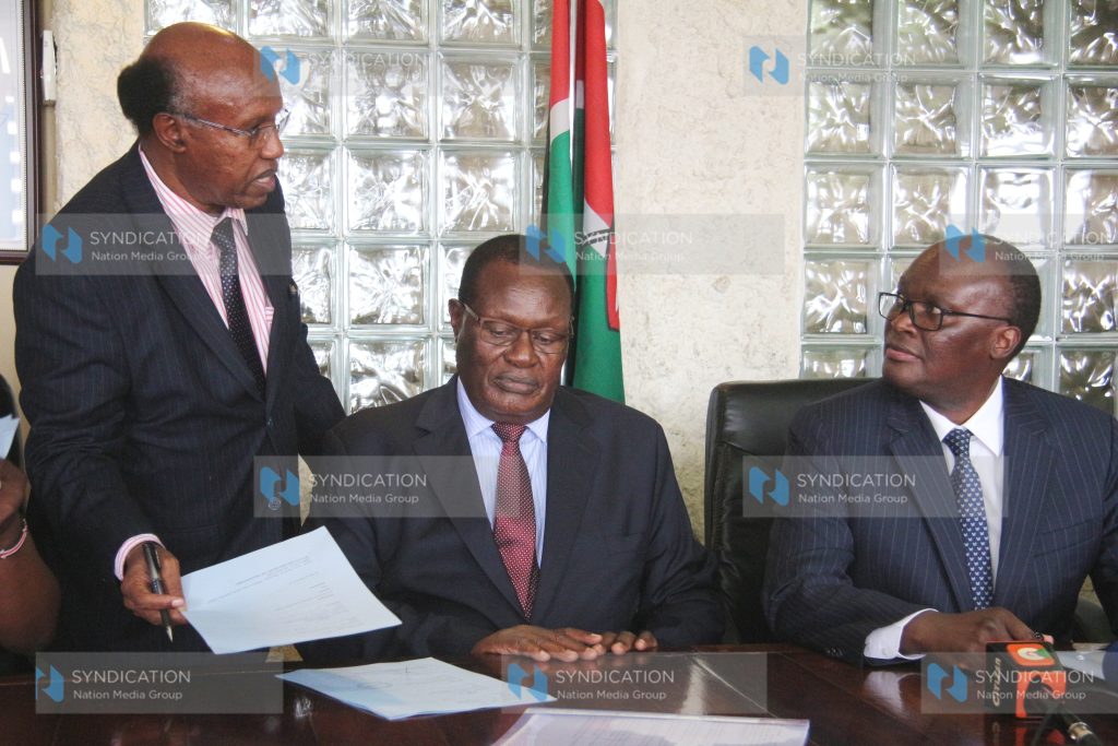 Transport PS Paul Maringa, CAS Chris Obure and CS James Macharia