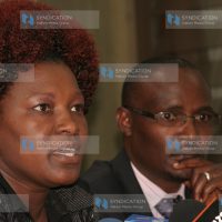 Nominated MP Rachel Shebesh flanked by Gwasi MP John Mbadi