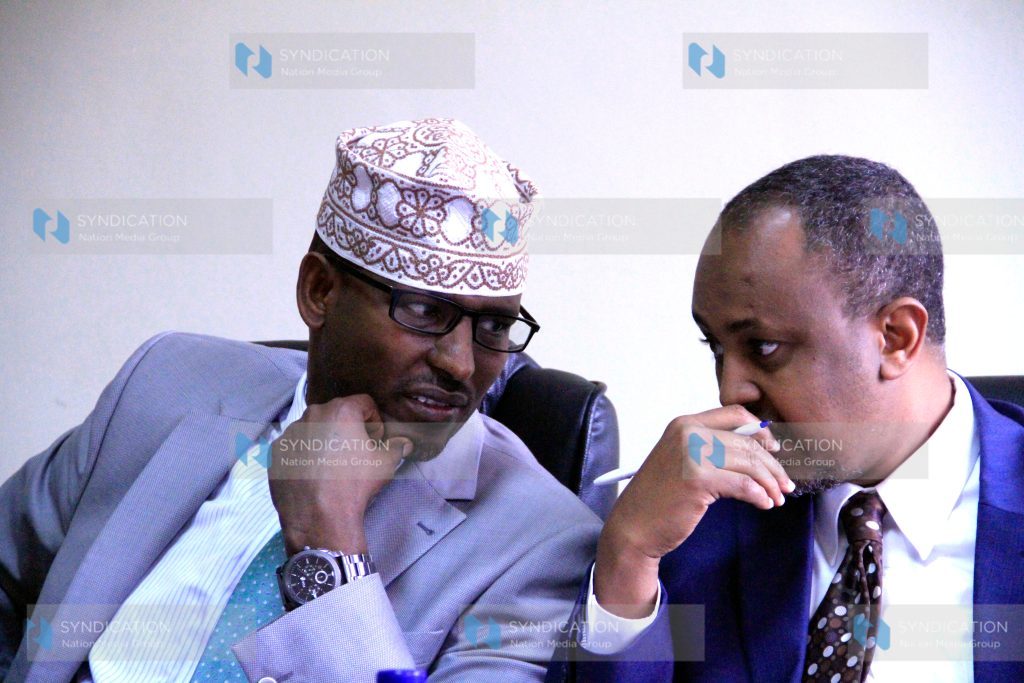 Wajir County Governor Ahmed Abdullahi with CEC, finance Salah Adan