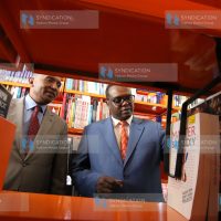 Sports CS Hassan Wario and Kenya National Library Service CEO Richard Atuti