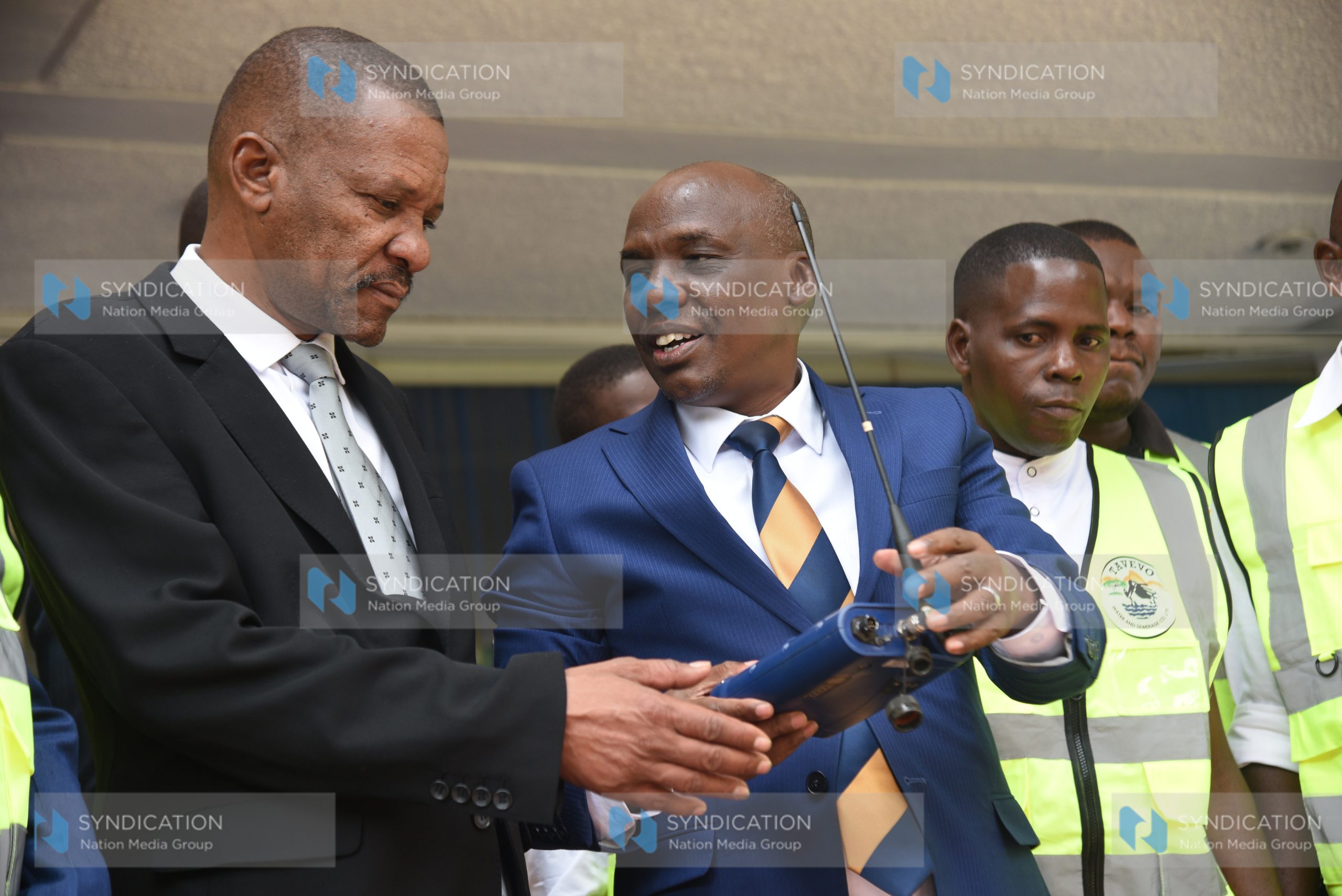 Water and Irrigation Principal Secretary Paul Kiprono Ronoh and Taita Taveta Governor Andrew Mwadime