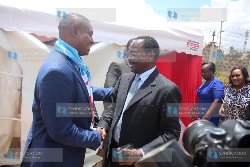 Wiper Democratic Movement Party leader Kalonzo Musyoka and Embakasi South Constituency MP Justus Musili Mawathe