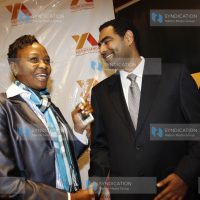 Waithera Chege, the Narc-Kenya National Youth Leader, with Hussein Mohammed, the board chairman of the Youth Agenda
