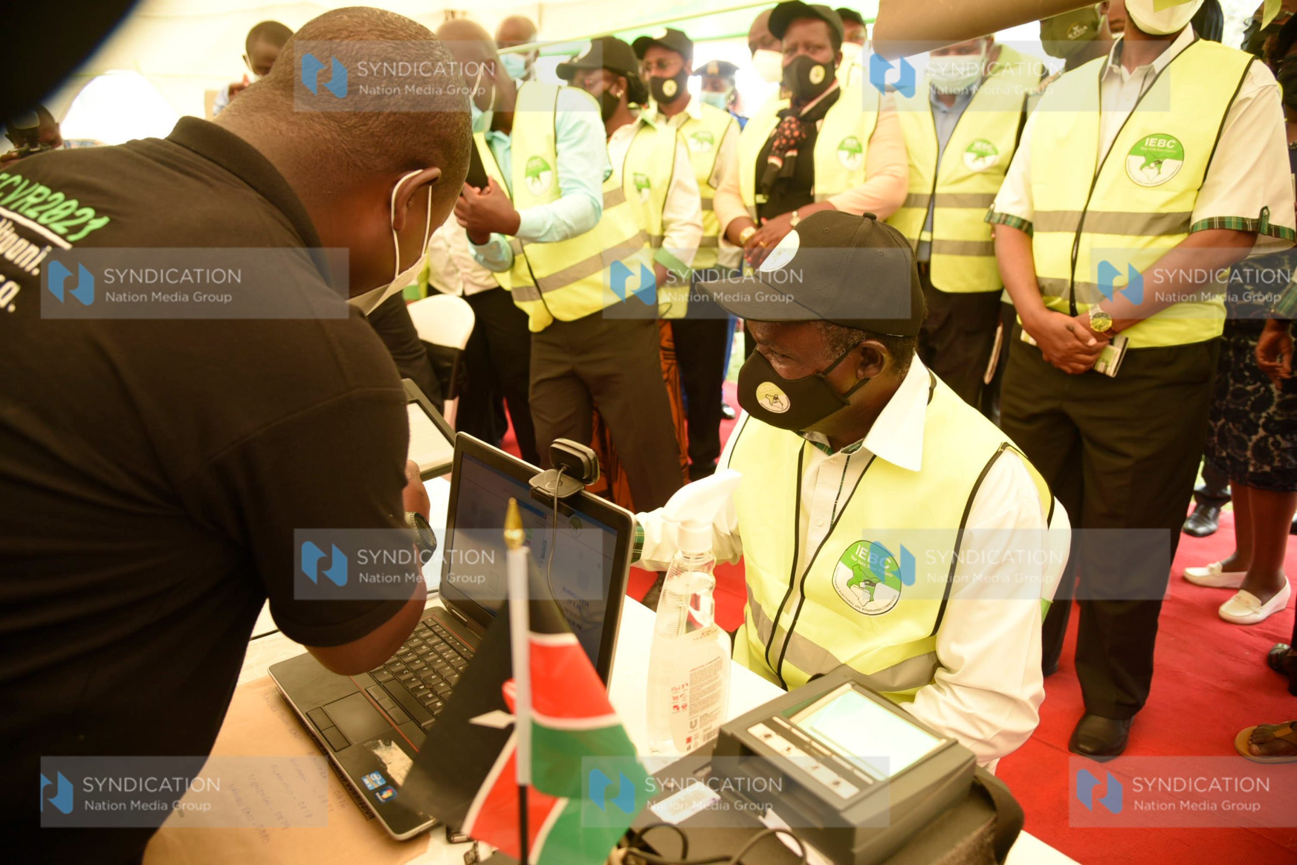 IEBC chairman Wafula Chebukati inspect the process of registration