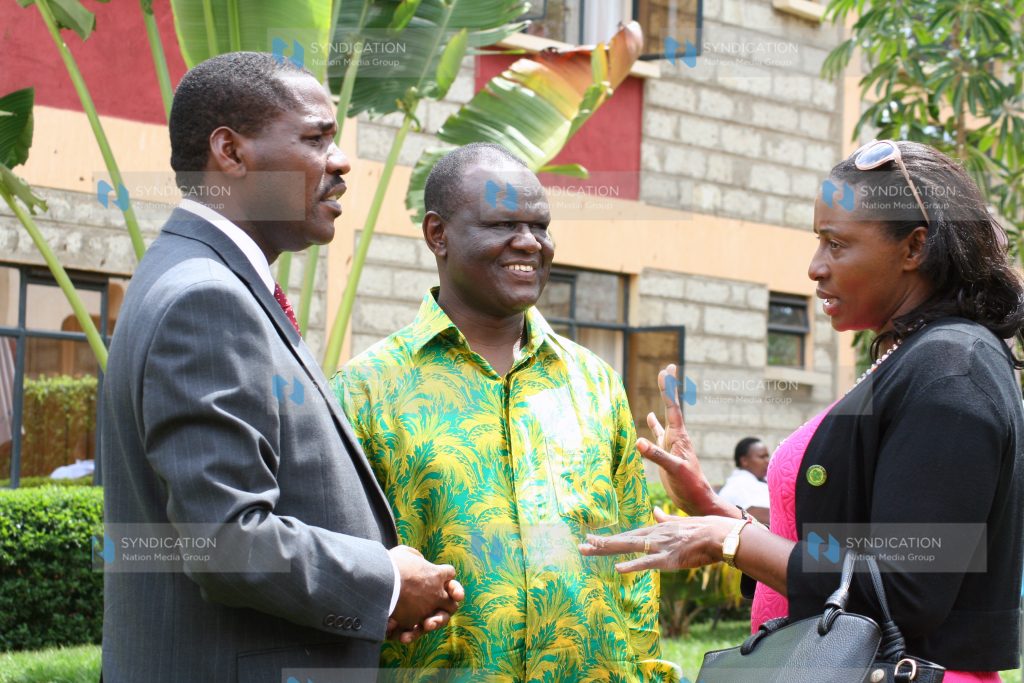 A press conference at the party offices