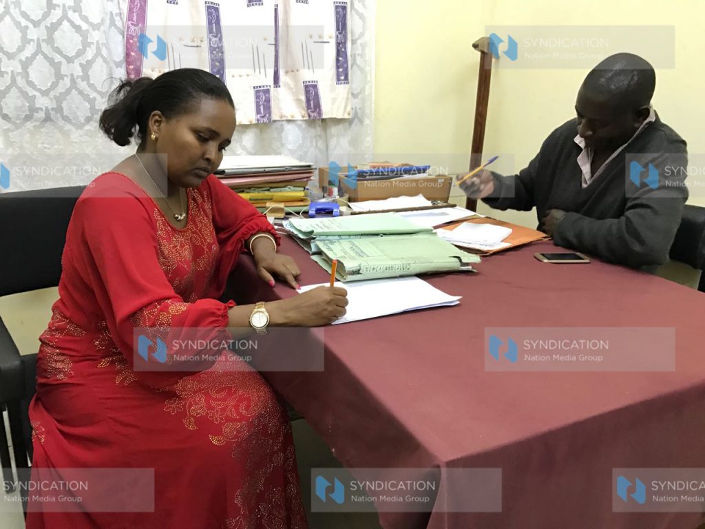  Senator Lesuuda recording her statements with the Criminal Investigations Officer