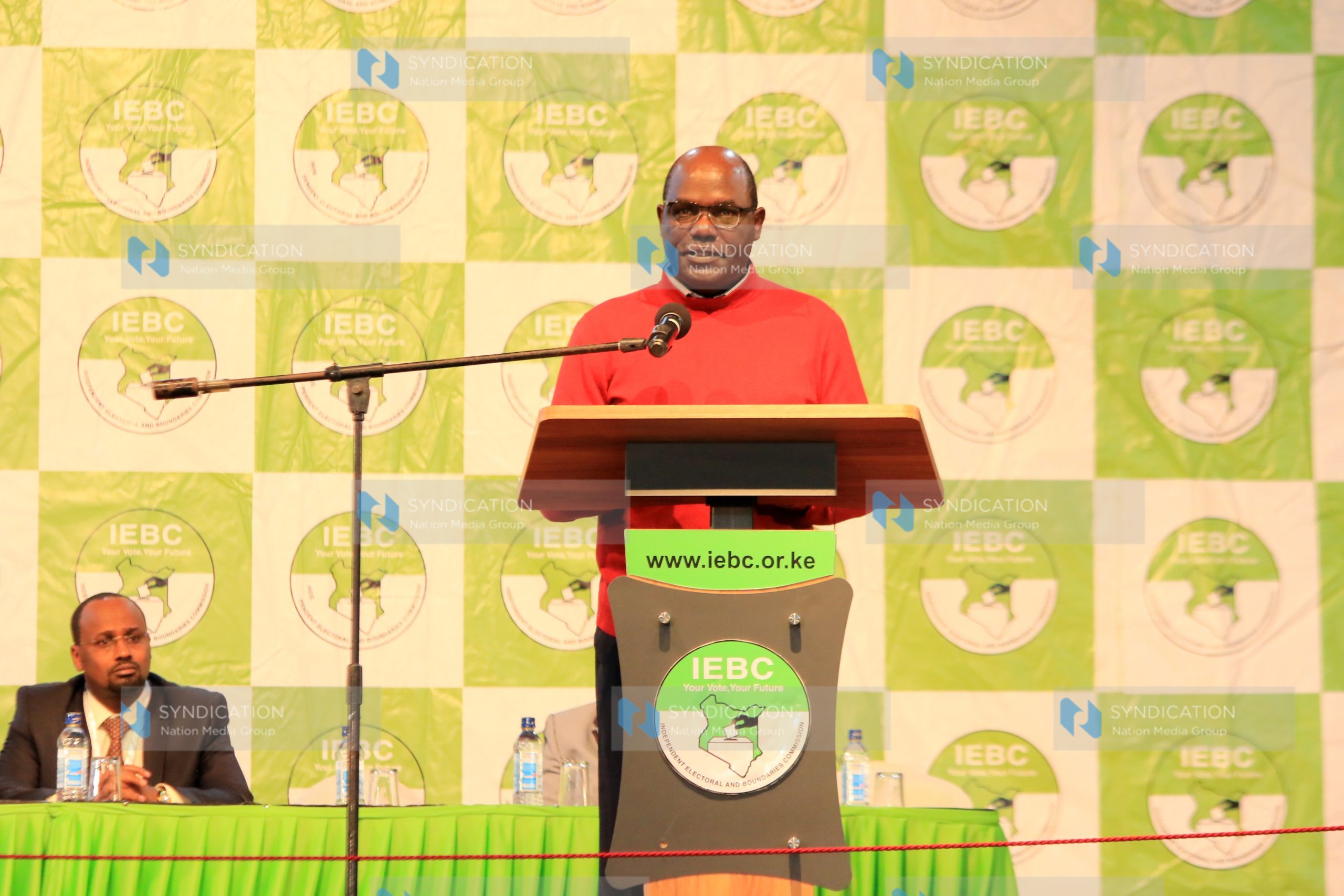 IEBC Chair Wafula Chebukati giving an update on results
