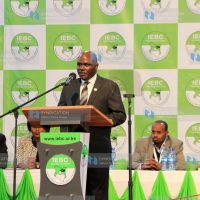 IEBC chairman Wafula Chebukati reads a statement