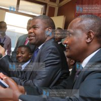 Ruaraka MP Tom Kajwang flanked by some Nasa leaders address the media at parliament buildings