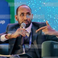 Mandera County Governor Mohamed Adan Khalif during a discussion panel