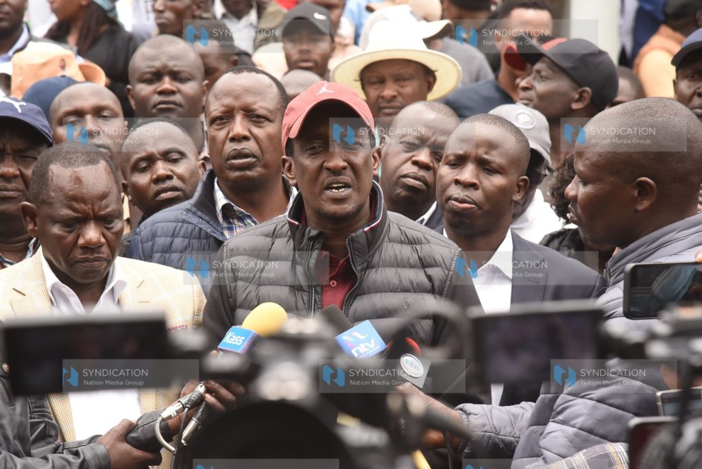 Uasin Gishu County Governor Jonathan Bi from (left)