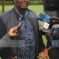Sirisia MP Major John Waluke addresses the press at Hotel Sirikwa