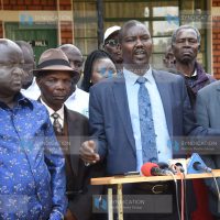 A press conference after a meeting at Reformed Church of East Africa