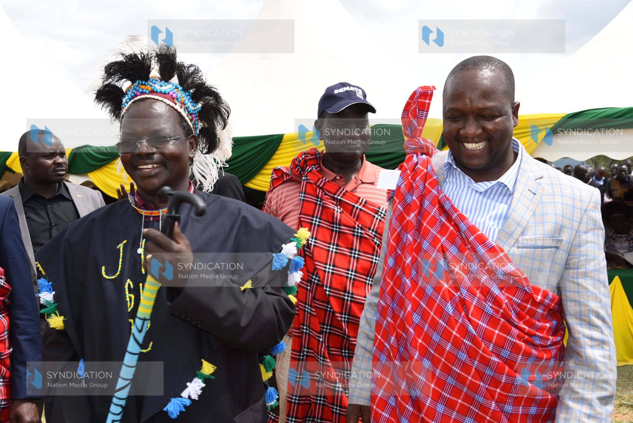 West Pokot County Governor Prof. John Lonyangapuo, West Pokot Senator Samuel Poghisio and Tiaty MP William Kamket