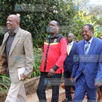 Former Cooperatives Minister Njeru Ndwiga (left), Senator Lenny Kivuti, Governor Martin Wambora, and their supporters