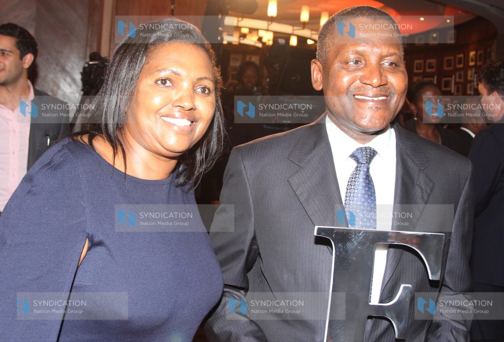 Aliko Dangote, CEO of Dangote Group, and Tabitha Karanja, Chief Executive of Keroche Breweries