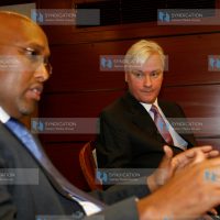 Adan Mohammed and his Global Retail and Commercial banking counterpart Frits Seegers address journalist