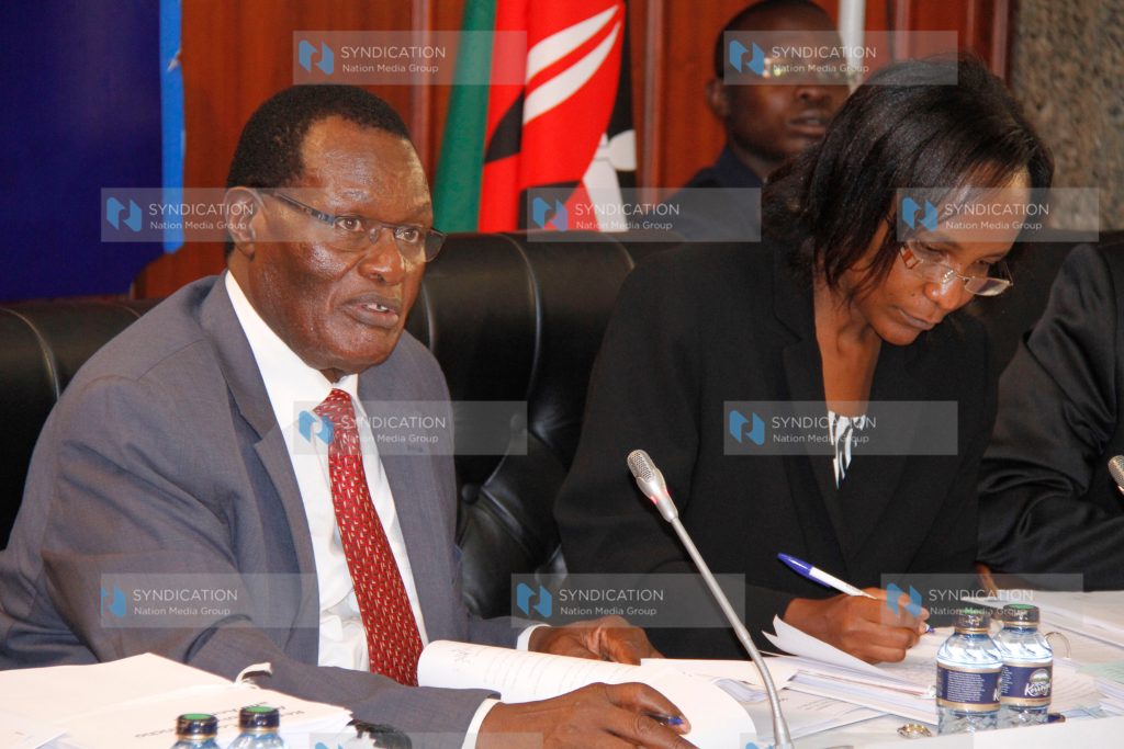 Special Senate committee chairperson Senator Chris Obure (left) during proceedings
