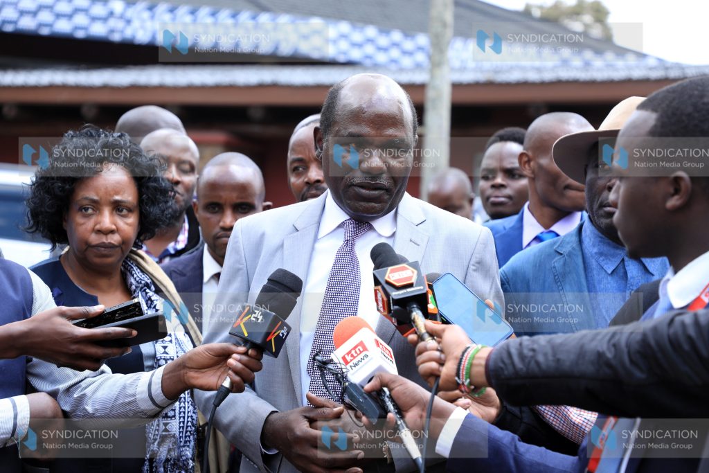 Chairman Wafula Chebukati addressing the media