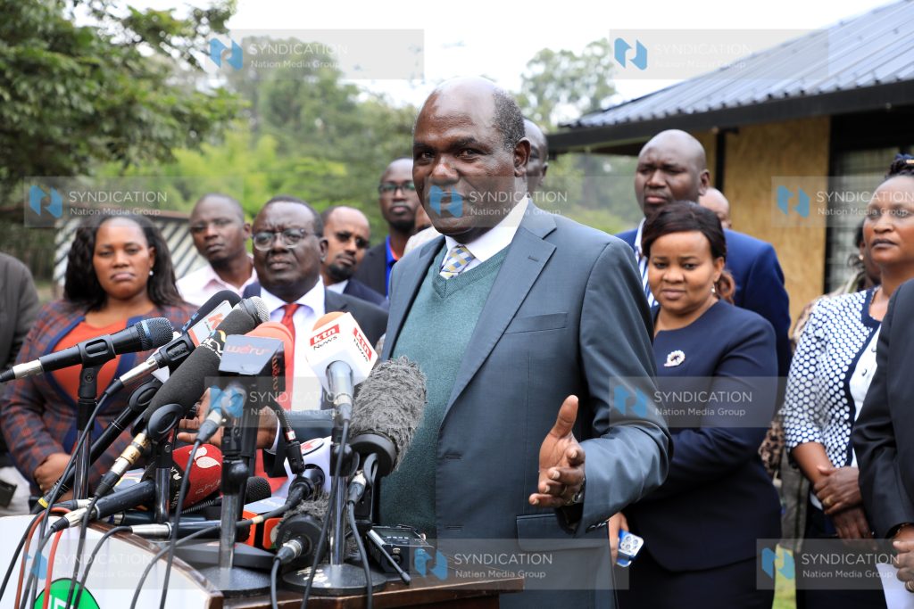 (IEBC) Chairperson Wafula Chebukati addressing the media