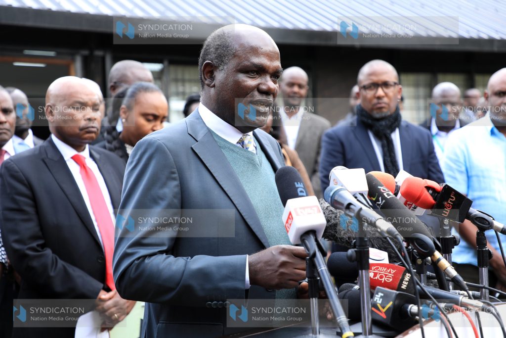 (IEBC) Chairperson Wafula Chebukati addressing the media