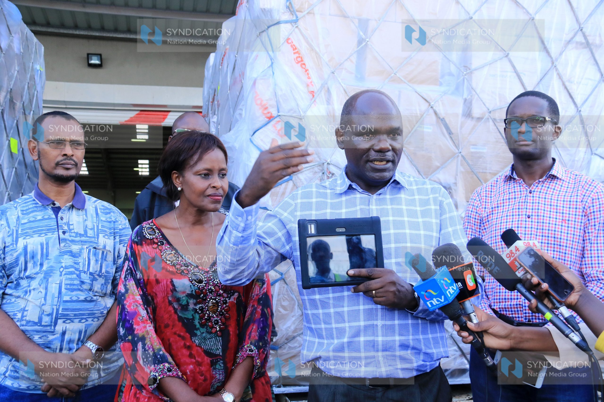 IEBC Commissioner Yakub Guliye, IEBC vice chair Consolata Maina, Chairman Wafula Chebukati and CEO Ezra Chiloba