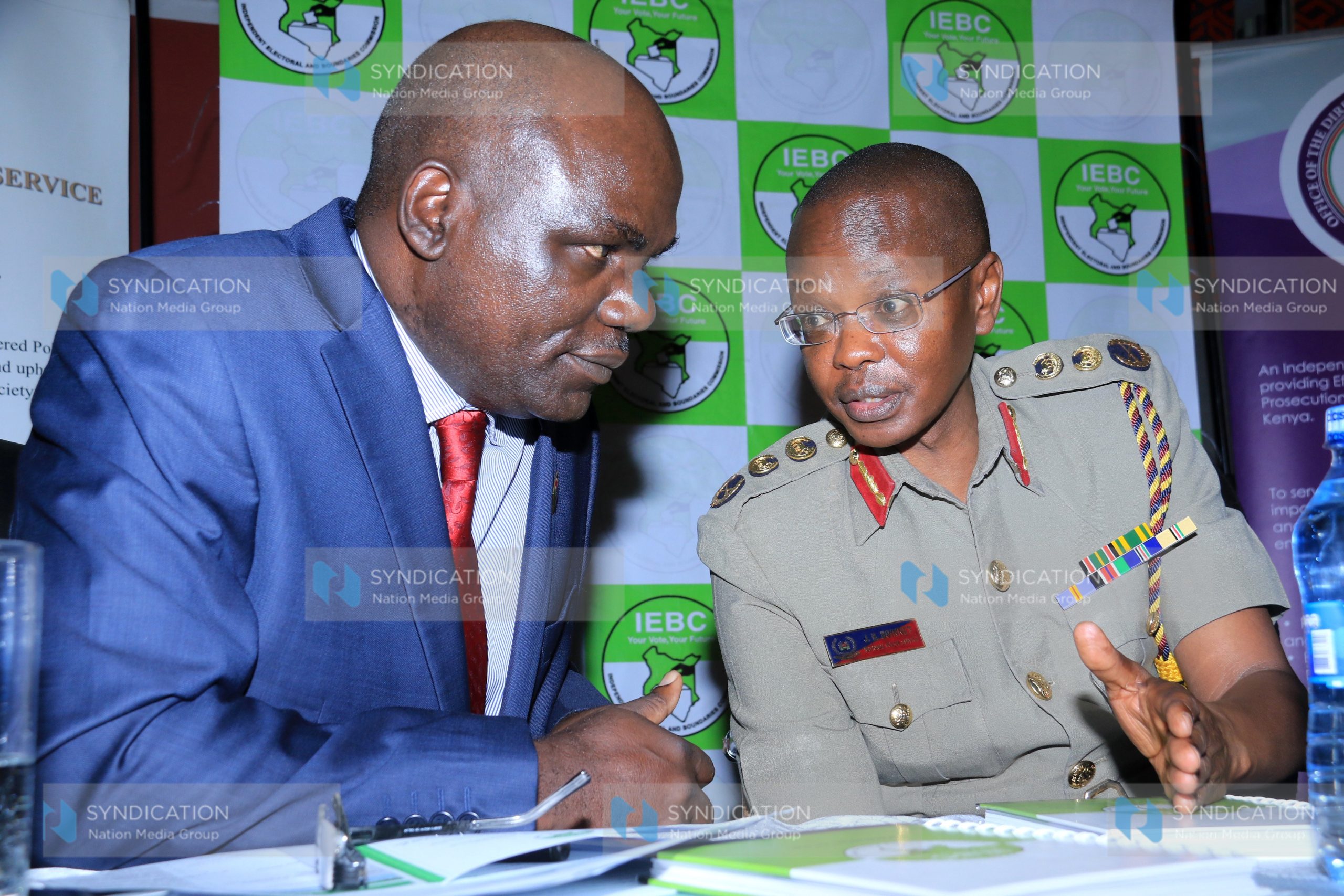 IEBC Chairman Wafula Chebukati and Inspector-General of Police Joseph Boinnet